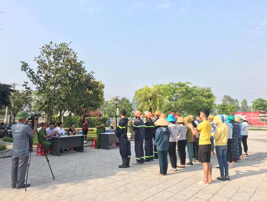 Diễn tập Phòng cháy chữa cháy tại Khu di tích Phan Bội Châu, Thị trấn Nam Đàn, huyện Nam Đàn