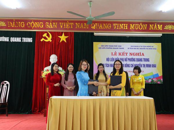 Di tích Nhà lưu niệm đồng chí Nguyễn Thị Minh Khai ký giao ước kết nghĩa với Hội Liên hiệp Phụ nữ Phường Quang Trung