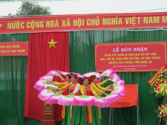 Lễ đón nhận bằng xếp hạng di tích lịch sử cấp tỉnh nhà thờ họ Trần Hữu đại tôn, xã Đức Thành, huyện Yên Thành