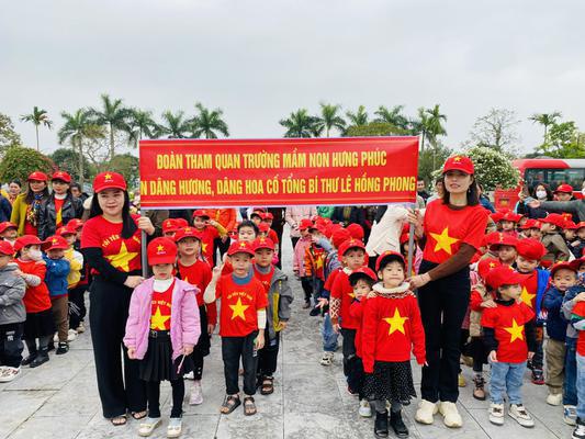 TRƯỜNG MẦM NON HƯNG PHÚC TỔ CHỨC DÂNG HƯƠNG, THAM QUAN, NGHE THUYẾT MINH VÀ TRẢI NGHIỆM TẠI DI TÍCH QUỐC GIA KHU LƯU NIỆM TỔNG BÍ THƯ LÊ HỒNG PHONG.