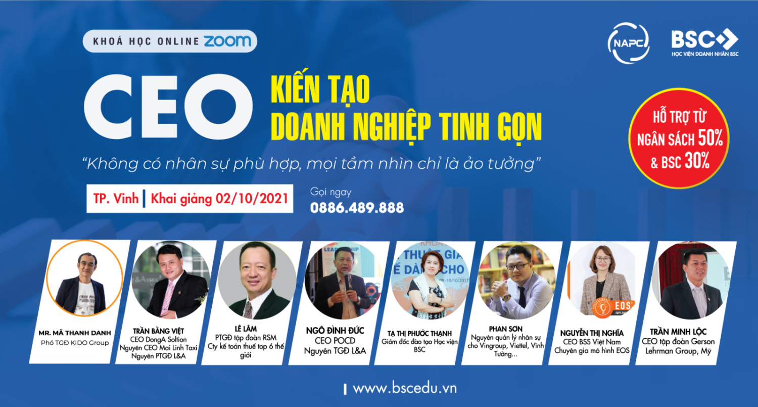 Mời đăng ký tham gia khóa học CEO kiến tạo doanh nghiệp tinh gọn